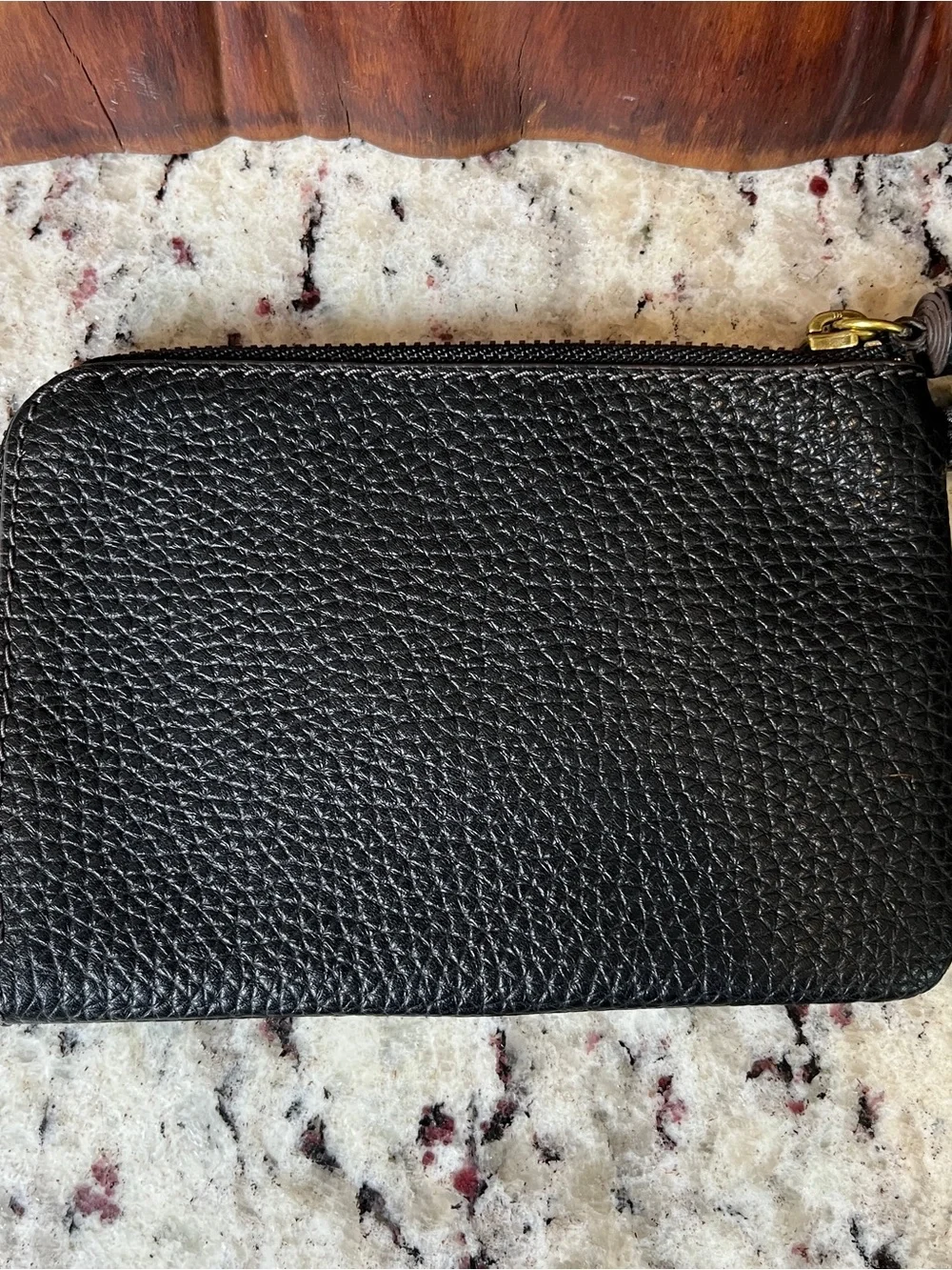Fossil Black Pebbled Leather Tassel Wristlet